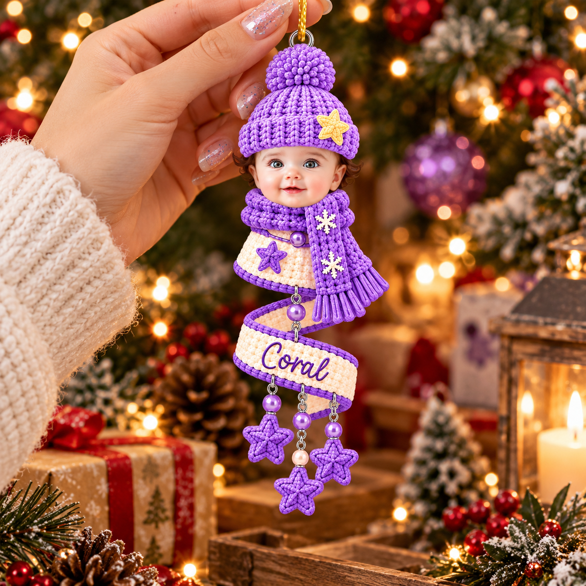 Personalized Baby Face Photo Spiral Acrylic Ornament, Christmas Spiral Ornament, Tree Hanging Christmas Gift T1807 VH01