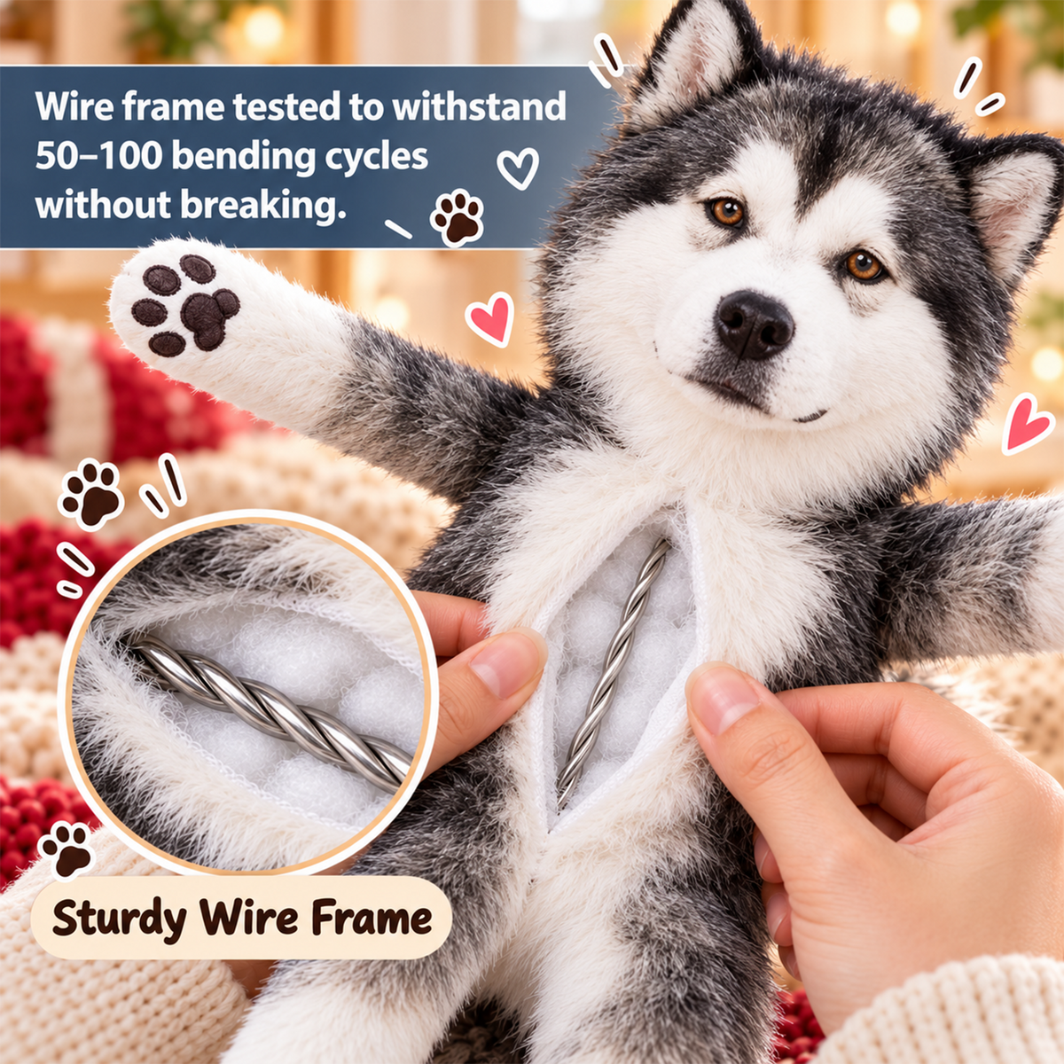 Personalized Alaskan Malamute Photo Pet Squishy Toy Poseable Plush Doll, Funny Gift For Dog Mom, Dad, Pet Lover T1807 T24 TL06