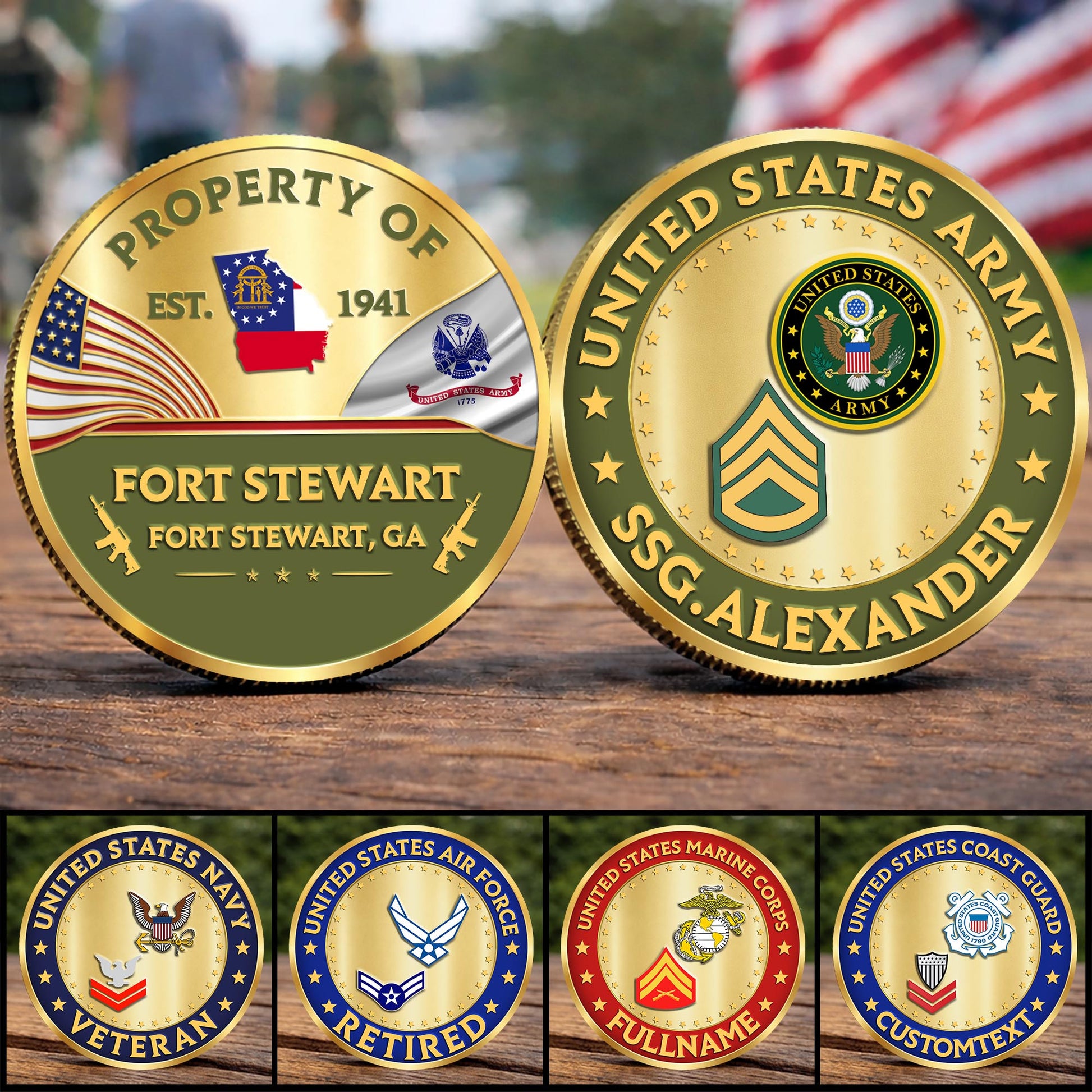 Custom Commemorative Coin Military Base Property of Fort Benning US Veteran All Branch Gift K1702 MT2