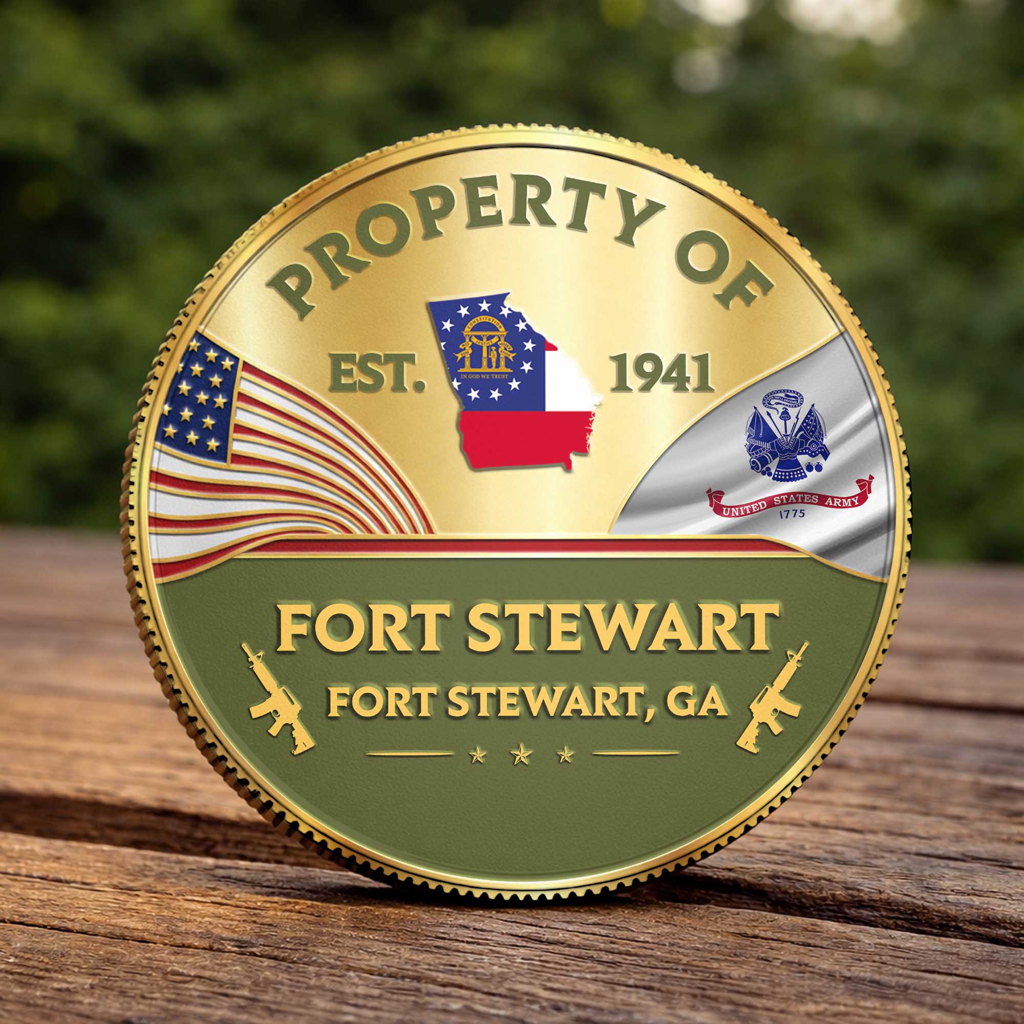 Custom Commemorative Coin Military Base Property of Fort Benning US Veteran All Branch Gift K1702 MT2