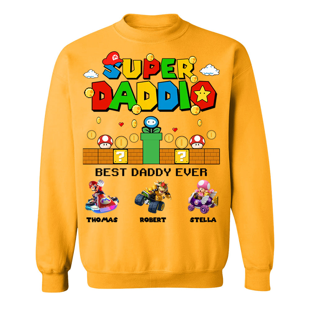 Super Daddio It's A Me Daddy, Personalized Daddio Shirt With Kids Name Custom, Father's Day Gift For Husband, Dad, Grandpa MI209 Li29