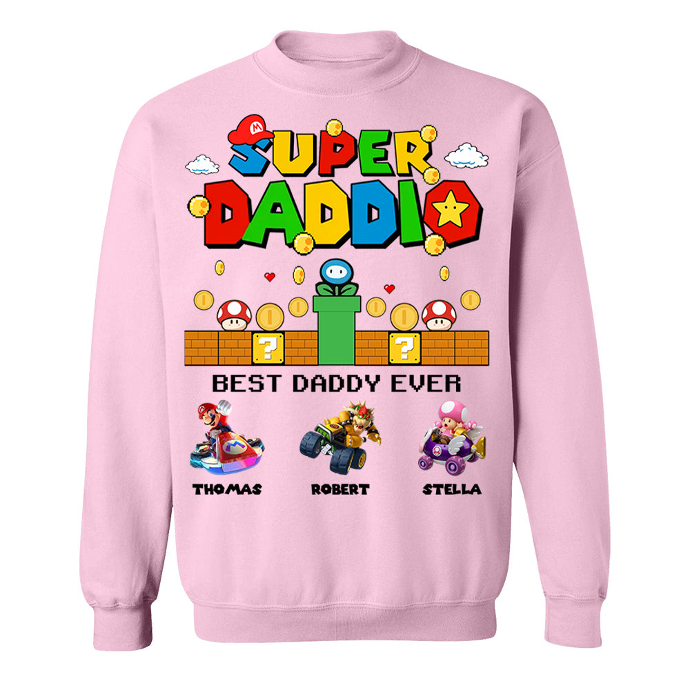 Super Daddio It's A Me Daddy, Personalized Daddio Shirt With Kids Name Custom, Father's Day Gift For Husband, Dad, Grandpa MI209 Li29