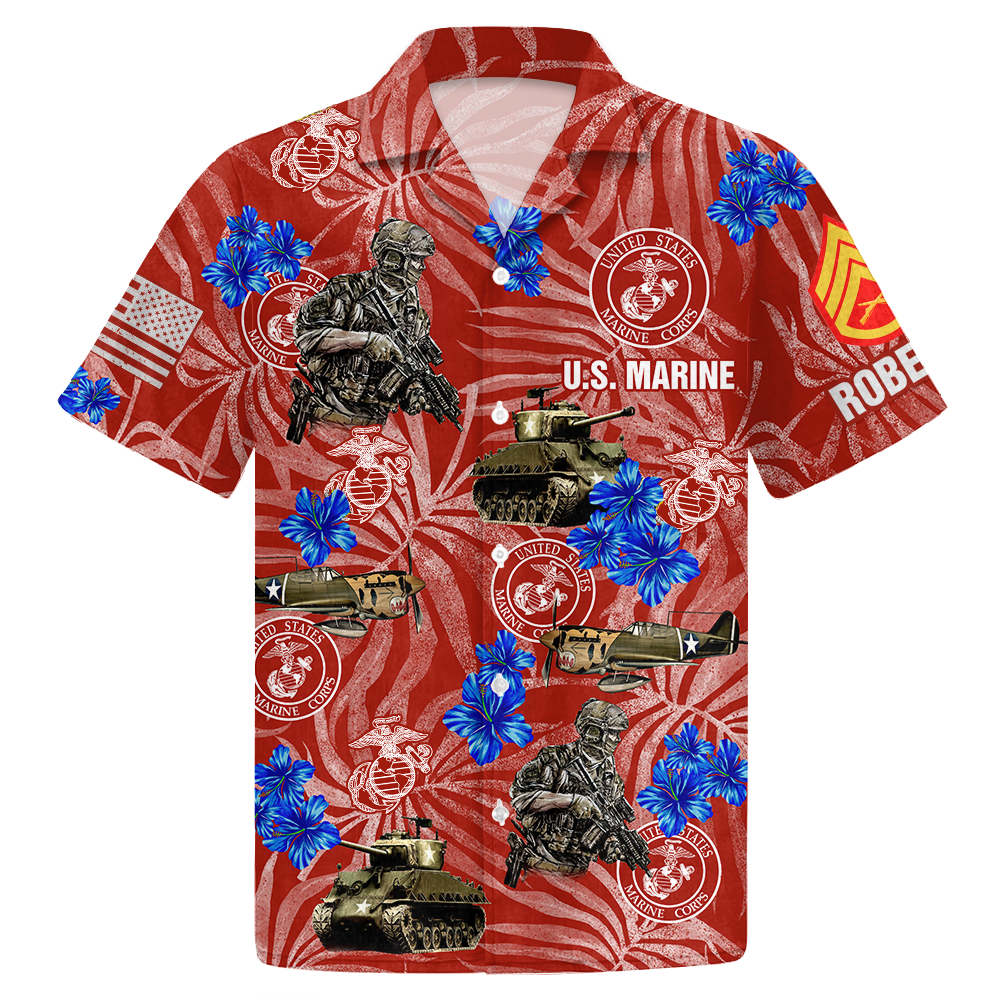 Personalized Hawaiian Shirt For Veterans Custom All Branches And Name Hawaiian Shirt Gift K1702