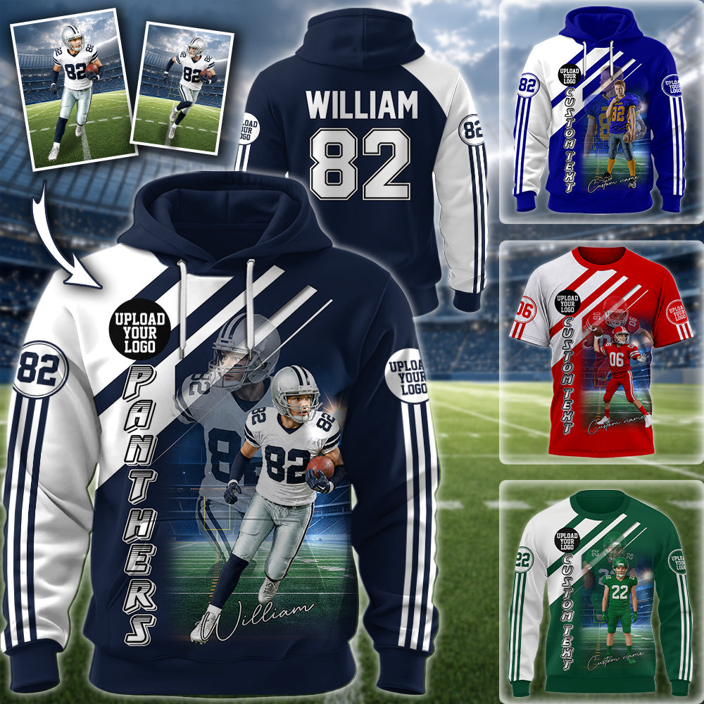 Custom Photo Football All Over Print Shirt For Football Family Game Day Shirt K1702 MT2