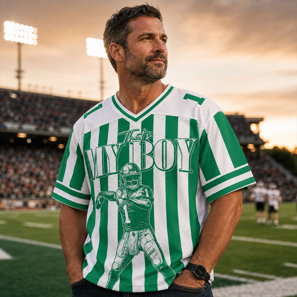 Custom My Heart Is On That Field Striped Football JerseyTeam Spirit Game Day Shirt L0411 Hv01