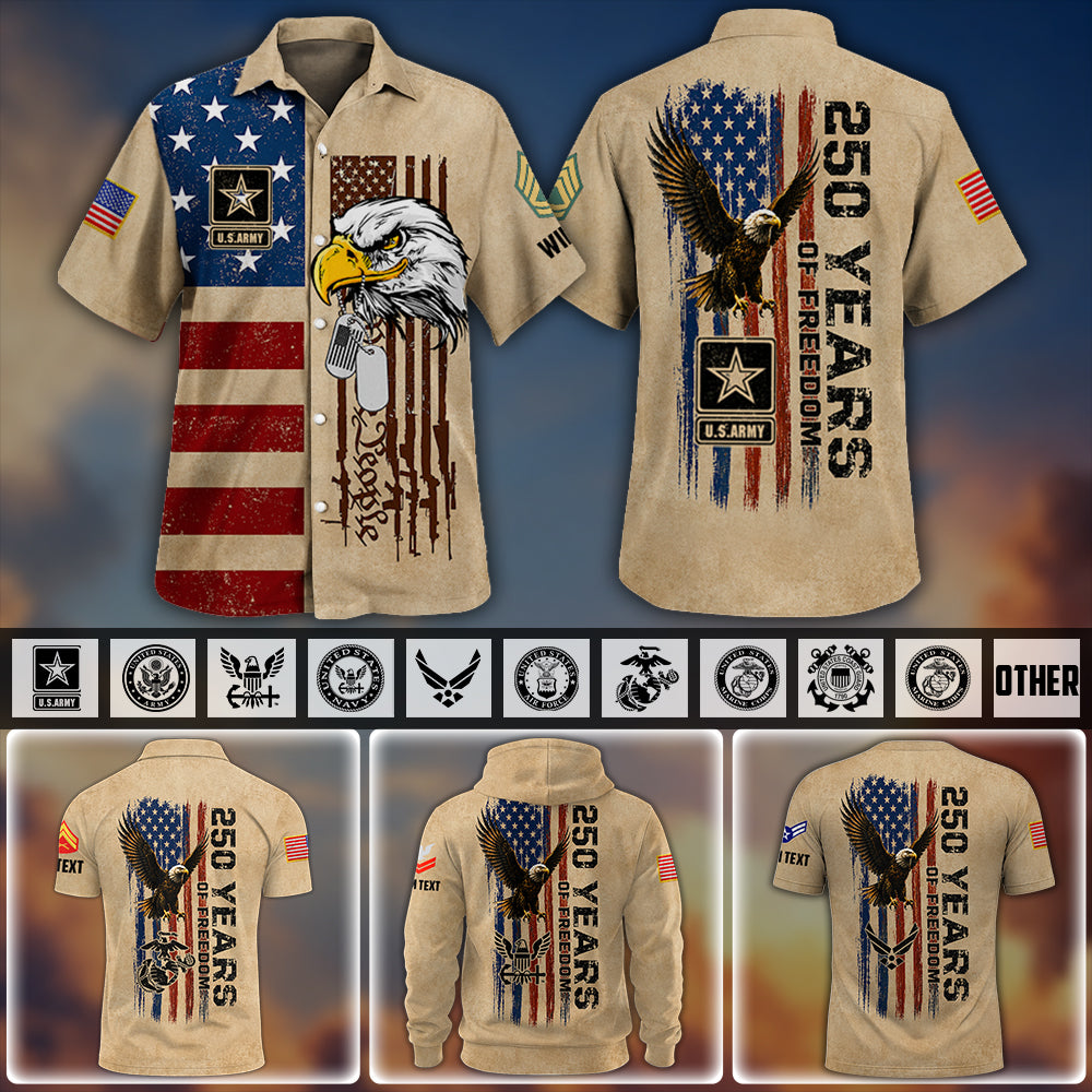 Custom All Over Print Shirt 250 Years Of Freedom Military Shirt We The People Shirt Gift For Veterans K1702 MT2