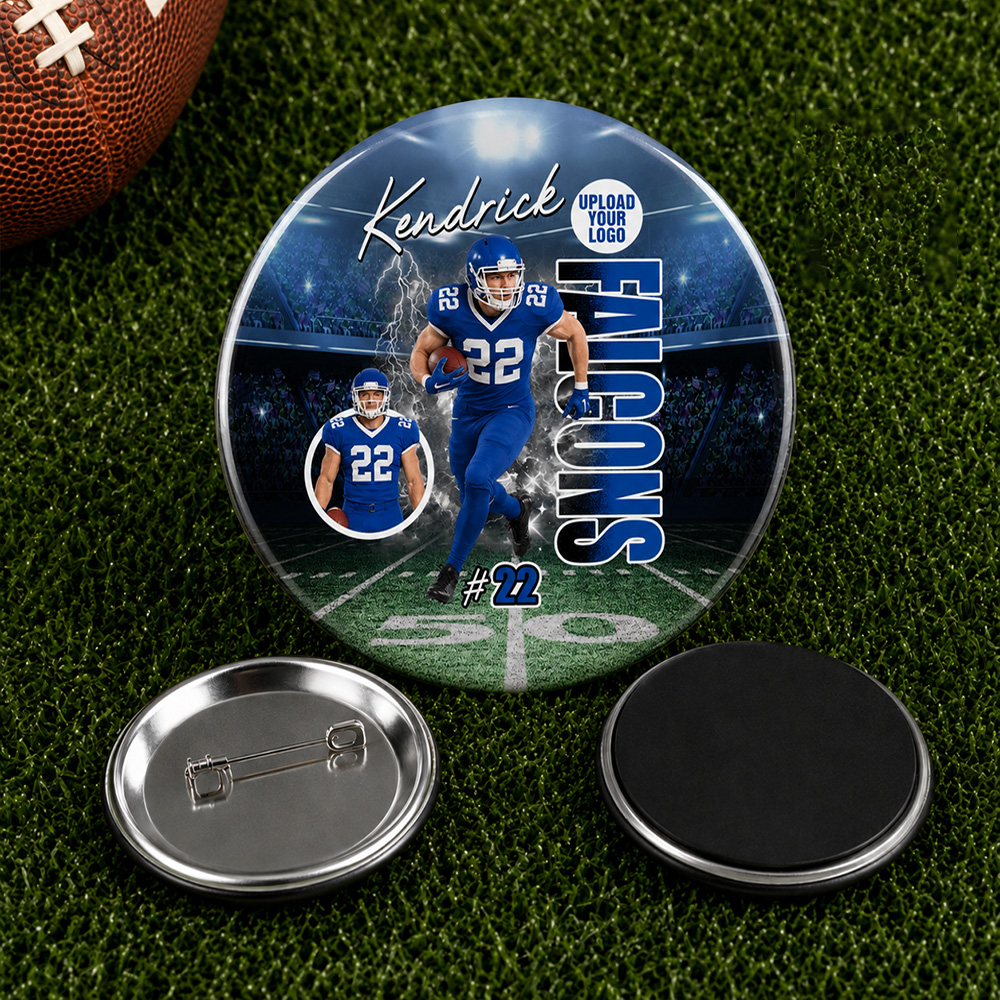 Custom Player Photo Pin Buttons Game Day Gift for Football Mom Dad Family  Accessories Gift K1702 MT2