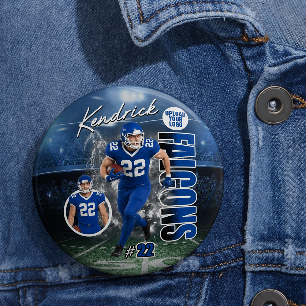 Custom Player Photo Pin Buttons Game Day Gift for Football Mom Dad Family  Accessories Gift K1702 MT2