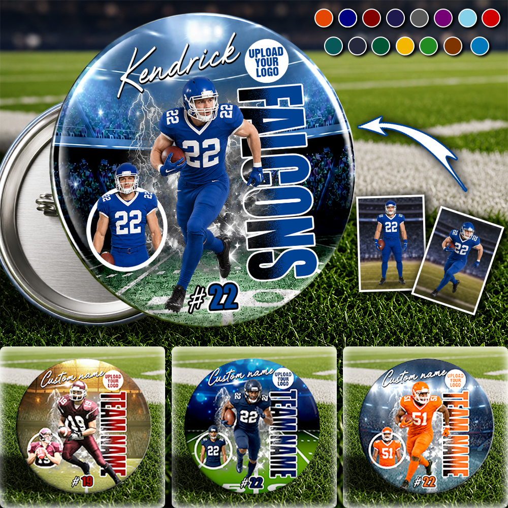 Custom Player Photo Pin Buttons Game Day Gift for Football Mom Dad Family  Accessories Gift K1702 MT2