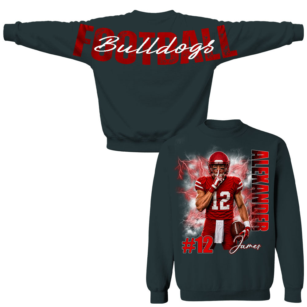 Custom Football Mom Sweatshirt With Picture And Number, Large Back Graphic Team Name L0411 Nh00