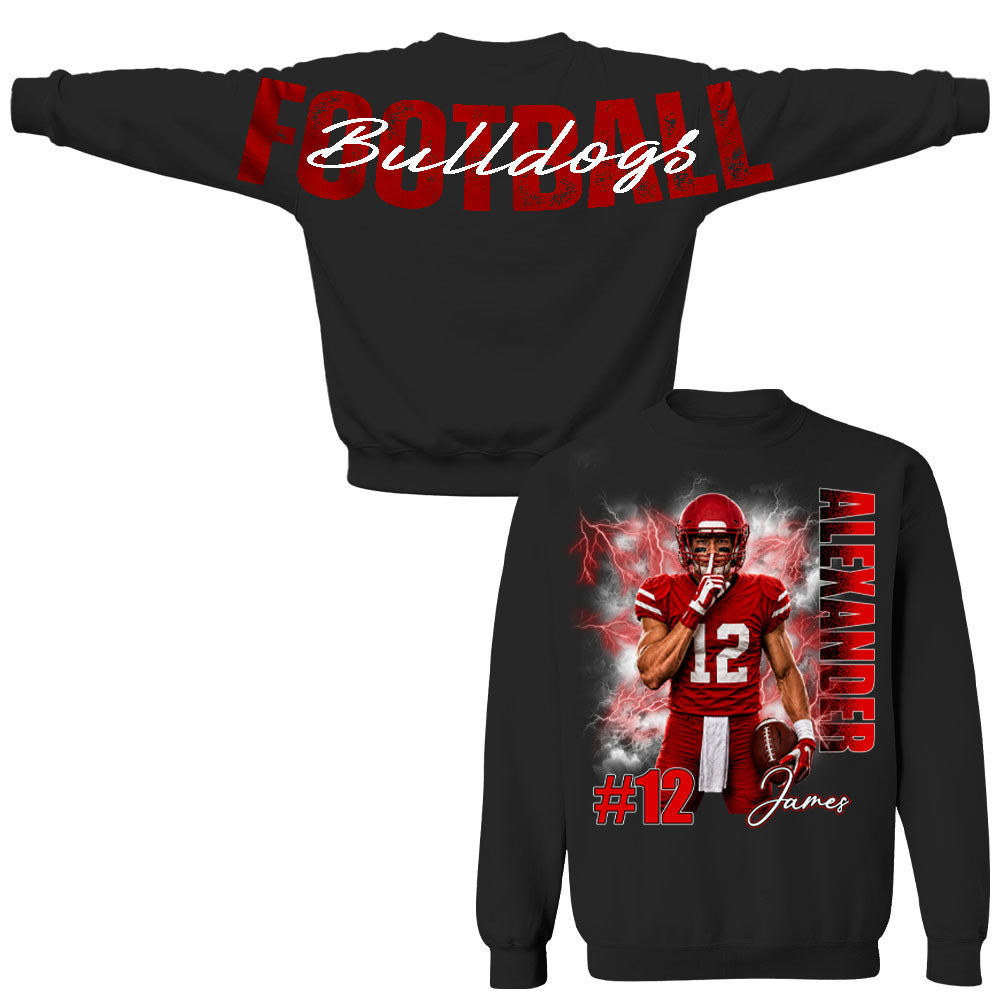 Custom Football Mom Sweatshirt With Picture And Number, Large Back Graphic Team Name L0411 Nh00