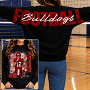 Custom Football Mom Sweatshirt With Picture And Number, Large Back Graphic Team Name L0411 Nh00