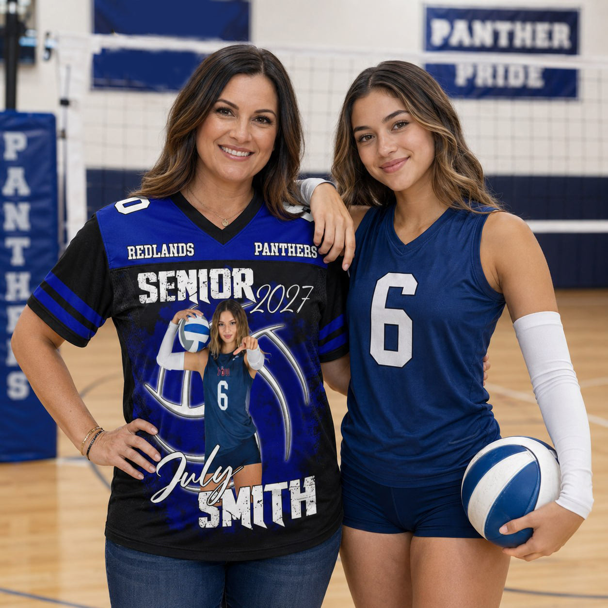 Personalized Volleyball Senior Mom Jersey Shirt, Custom Photo Player Name & Number, Senior Game Day Shirt for Mom Grandma Family T1807 VH01