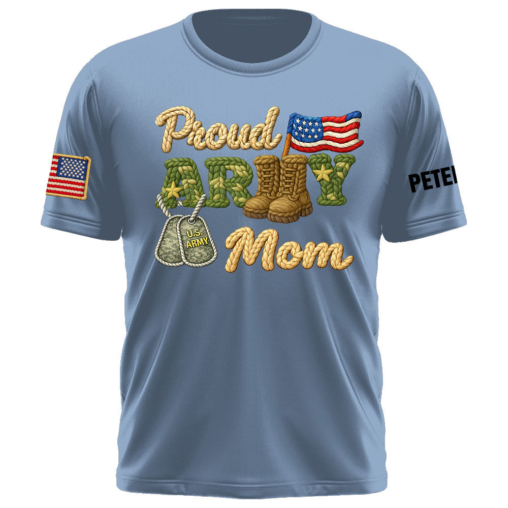Proud Army Mom Shirt , Rope Texture Military Mom Design, Custom Shirt Military Family K1702