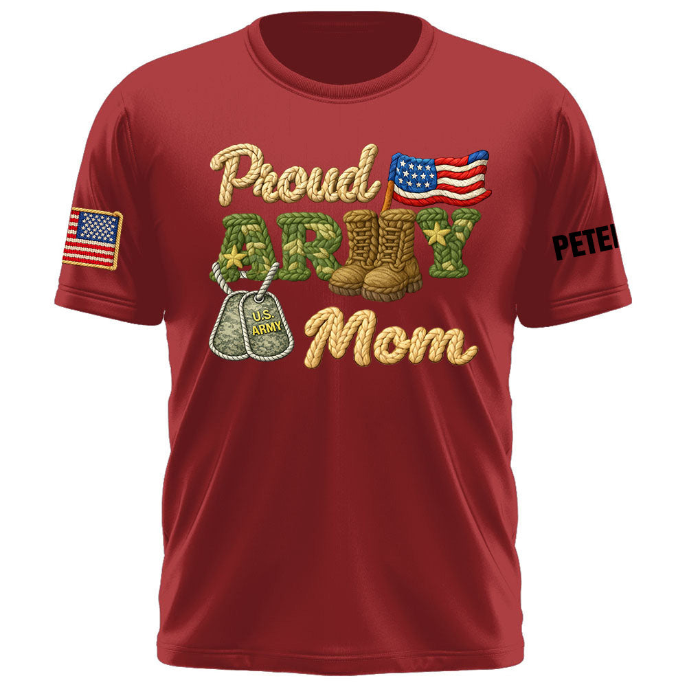 Proud Army Mom Shirt , Rope Texture Military Mom Design, Custom Shirt Military Family K1702