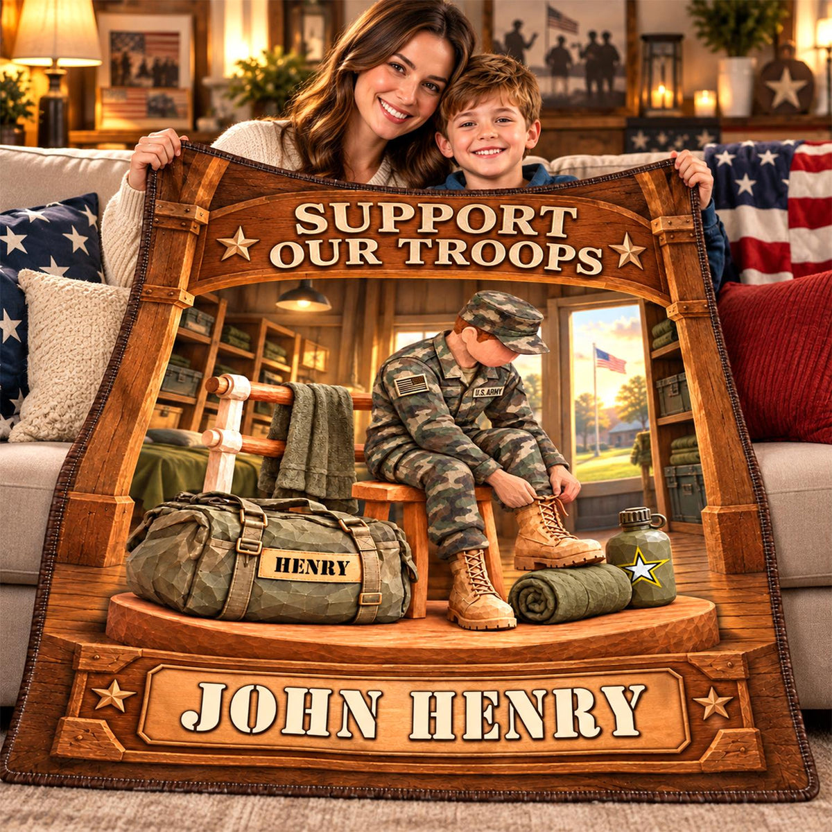 Personalized US Army Soldier Blanket – Proud to Serve, Custom Name Military Christmas Gift For Military Soldier C2408 Hv01 KL07