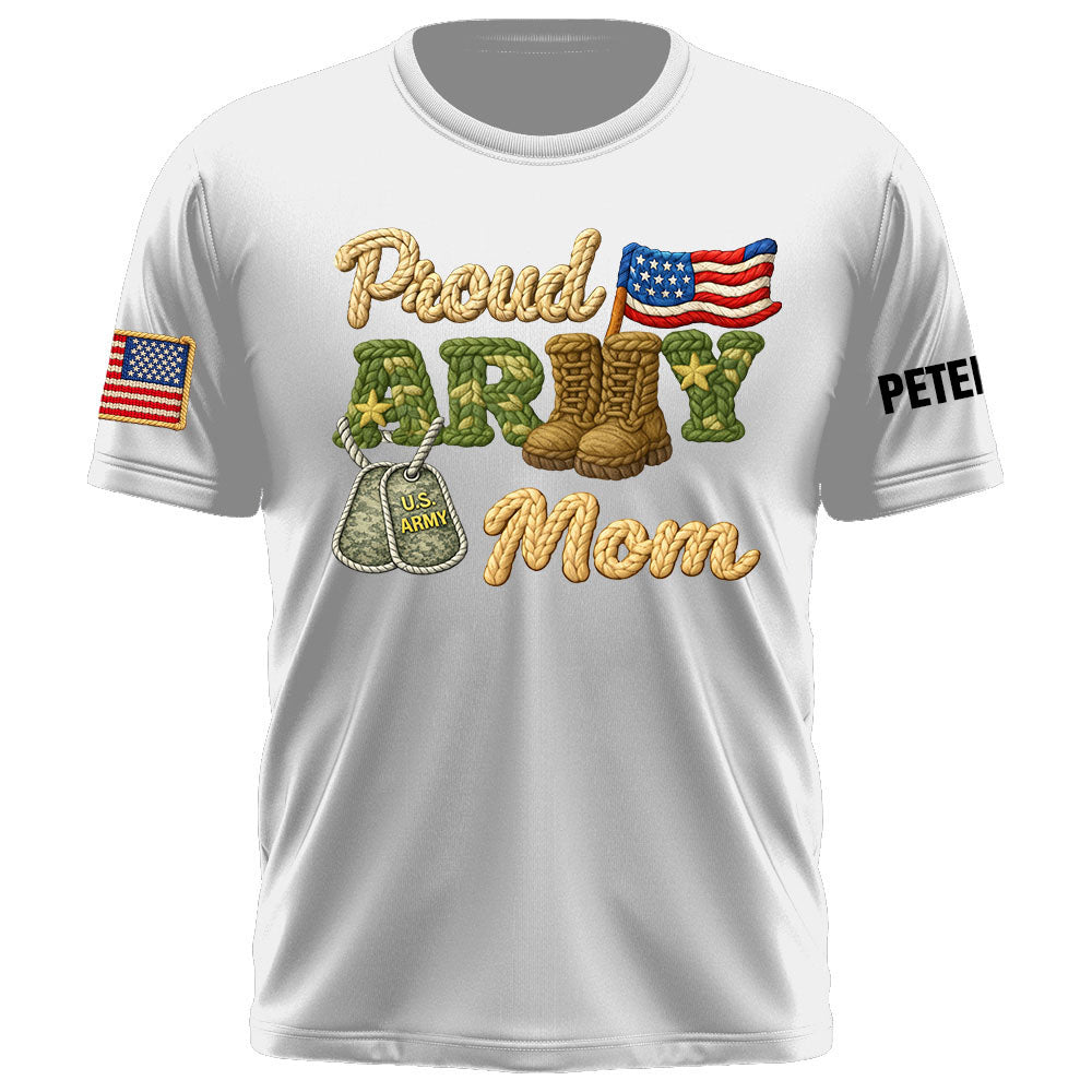 Proud Army Mom Shirt , Rope Texture Military Mom Design, Custom Shirt Military Family K1702
