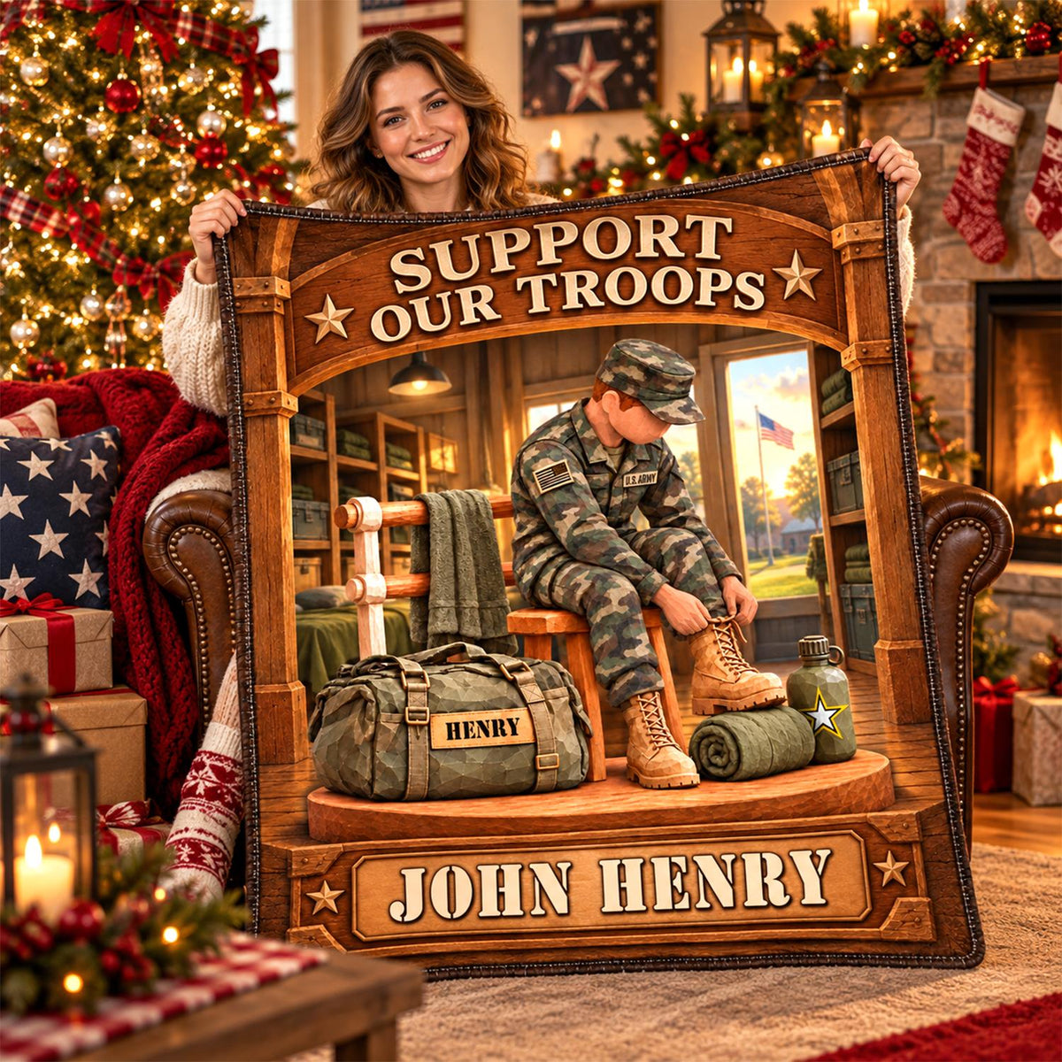 Personalized US Army Soldier Blanket – Proud to Serve, Custom Name Military Christmas Gift For Military Soldier C2408 Hv01 KL07