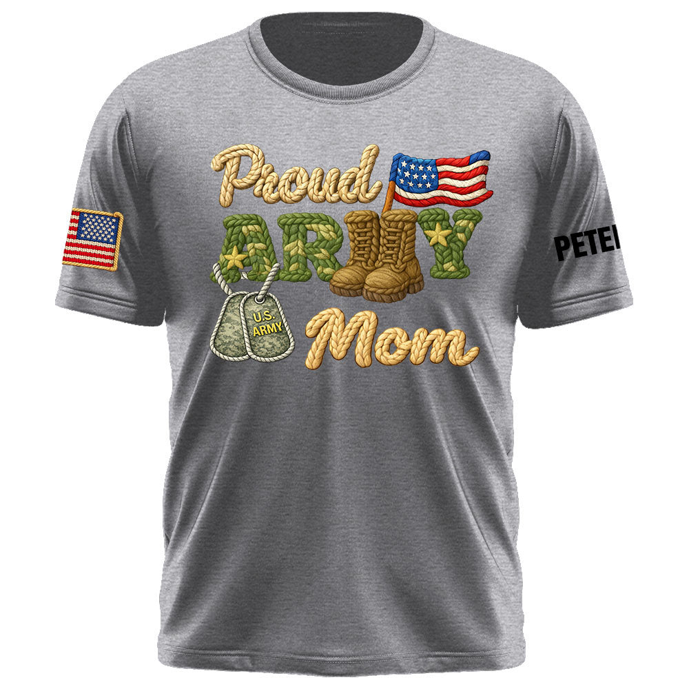 Proud Army Mom Shirt , Rope Texture Military Mom Design, Custom Shirt Military Family K1702