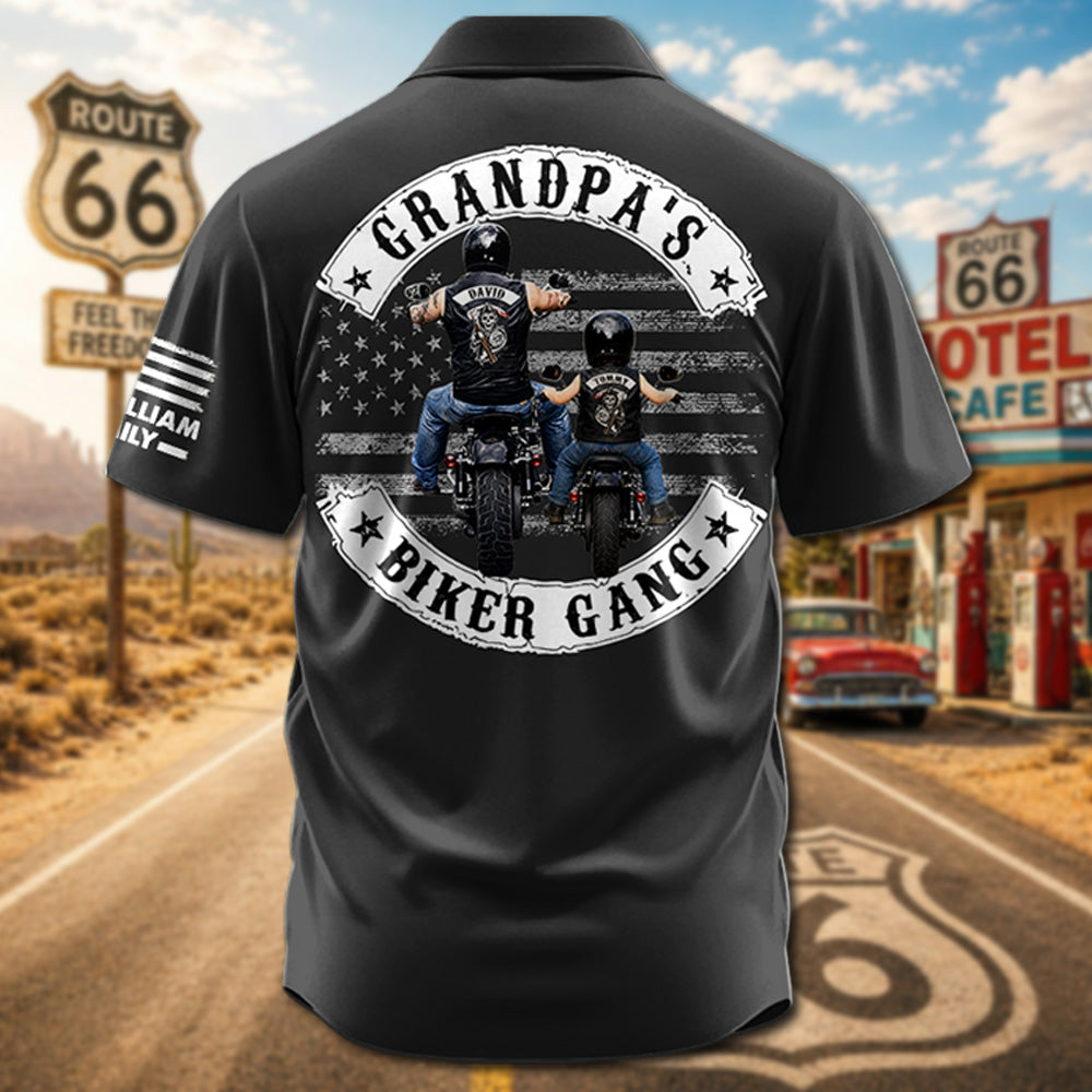 Grandpa’s Biker Gang - Custom Name Father's Day Hawaiian Shirt - Personalized Gift For Dad, Grandpa, Biker A2110 Pt99