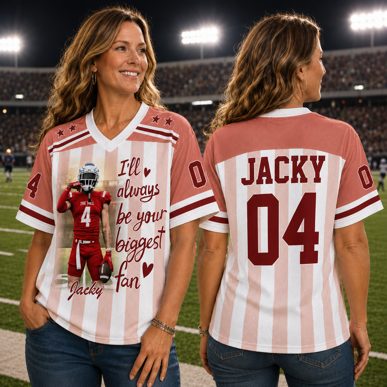 I'll Always Be Your Biggest Fan, Personalized Football Jersey, Custom Photo Gift For Football Lovers For Sport Family Vr2 T1807 Pt99