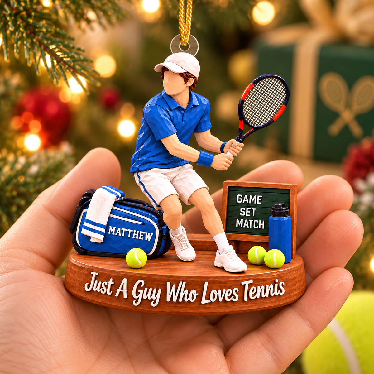 Custom Just A Guy Who Loves Tennis Acrylic Ornament, Unique Holiday Tree Decor, Tennis Player Gift L0411 VH01