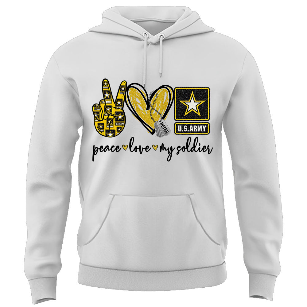 Custom Shirt Peace Love My Soldier Military Gift For Family K1702 Trhn