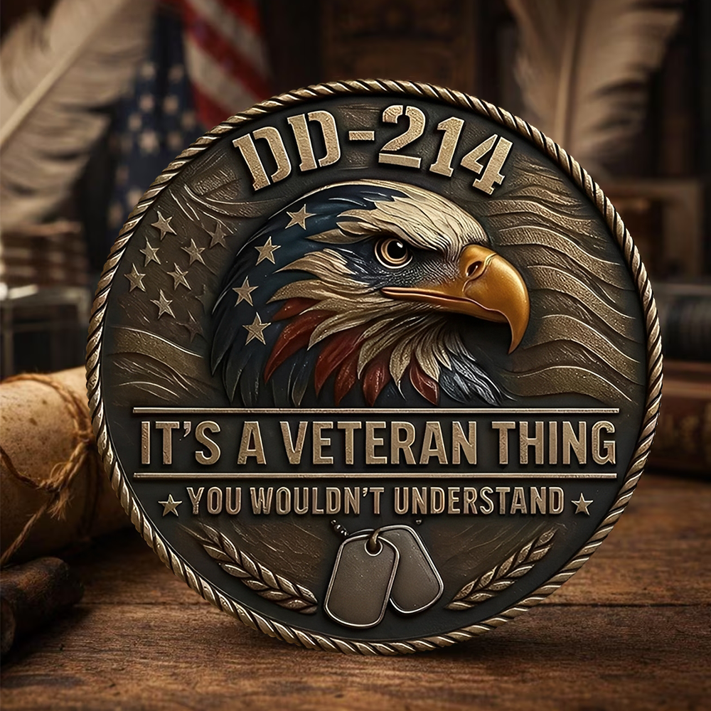 US Veteran Challenge Coin with DD-214 It's A Veteran Thing Gift For Veterans K1702 Trhn