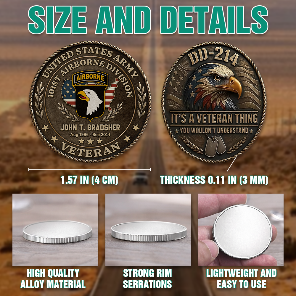 US Veteran Challenge Coin with DD-214 It's A Veteran Thing Gift For Veterans K1702 Trhn