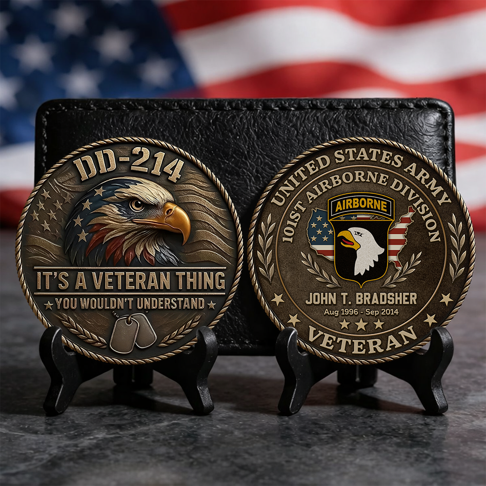 US Veteran Challenge Coin with DD-214 It's A Veteran Thing Gift For Veterans K1702 Trhn
