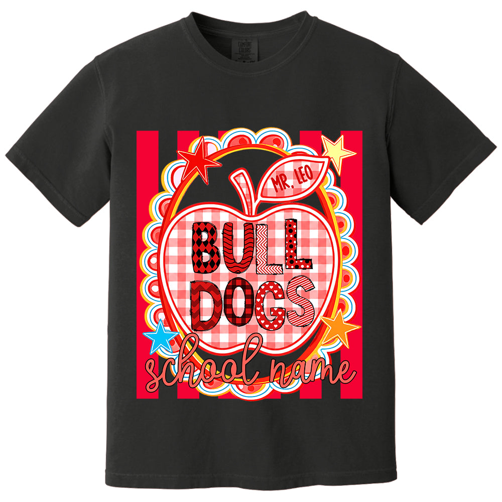 Personalized School Mascot Doodle Pattern T-Shirt For Teacher, Preppy Back To School, Gifts For Teacher Student MI209 TH23