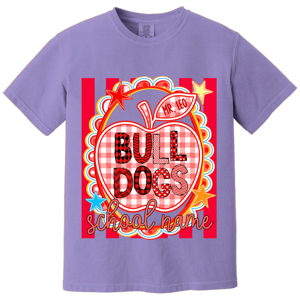 Personalized School Mascot Doodle Pattern T-Shirt For Teacher, Preppy Back To School, Gifts For Teacher Student MI209 TH23