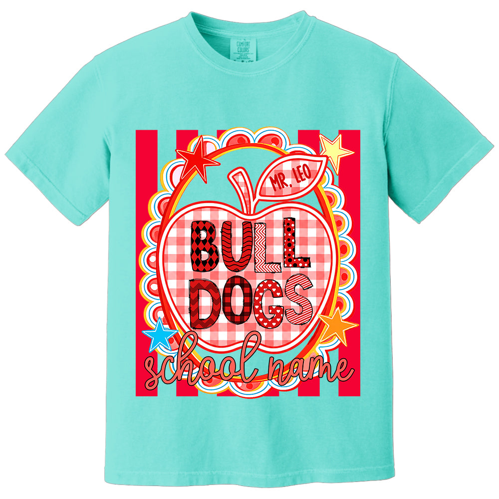 Personalized School Mascot Doodle Pattern T-Shirt For Teacher, Preppy Back To School, Gifts For Teacher Student MI209 TH23