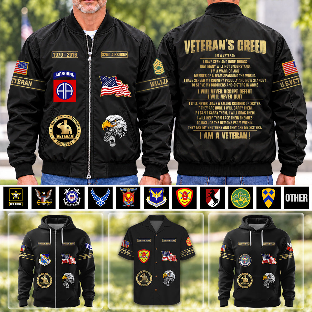 Custom Veteran Shirt Available All Military Branches Veteran's Creed All Over Print Shirt For Veteran K1702 MT2 KL07