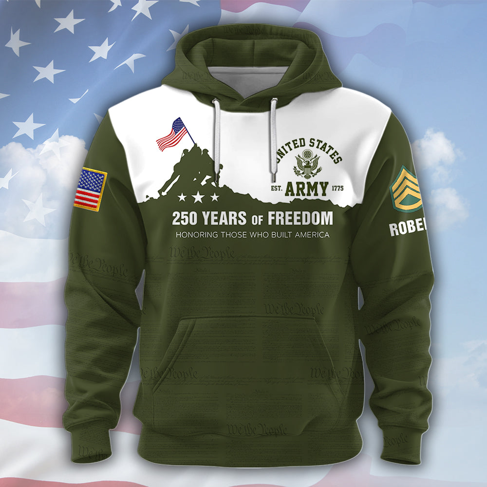 Custom All Over Print Shirt 250 Years Of Freedom Honoring Those Who Built America Available All Military Branches Gift For Veterans K1702 MT2