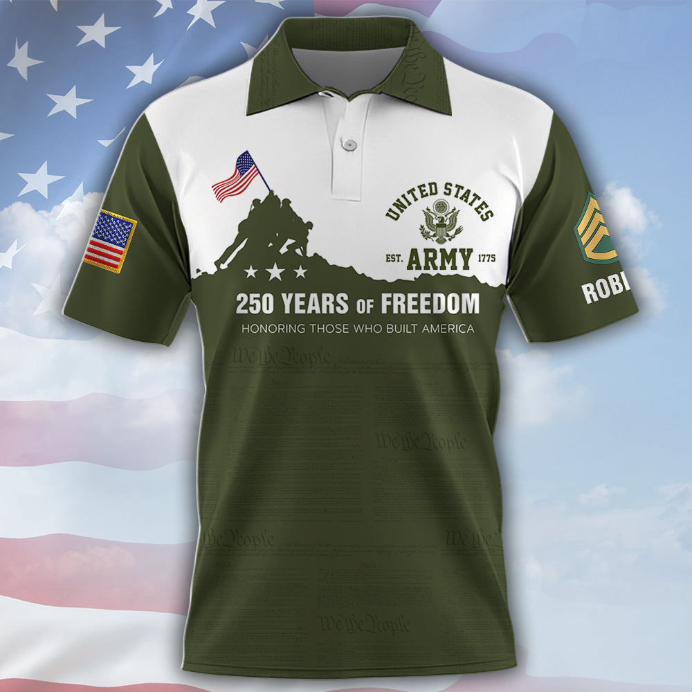 Custom All Over Print Shirt 250 Years Of Freedom Honoring Those Who Built America Available All Military Branches Gift For Veterans K1702 MT2