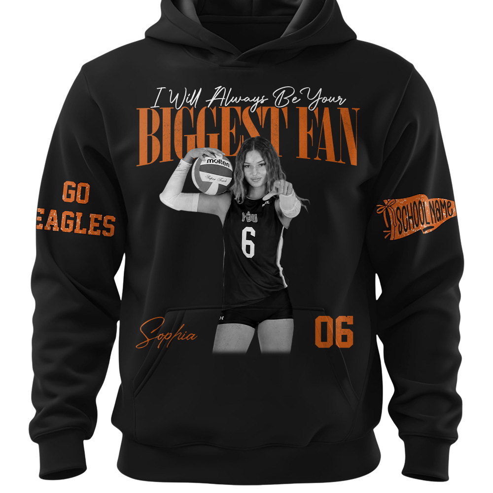 I'll Always Be Your Biggest Fan, Personalized Vintage “Biggest Fan” Volleyball Shirt, Custom School Team Name, Gift For Volleyball Lovers T1807 TH23