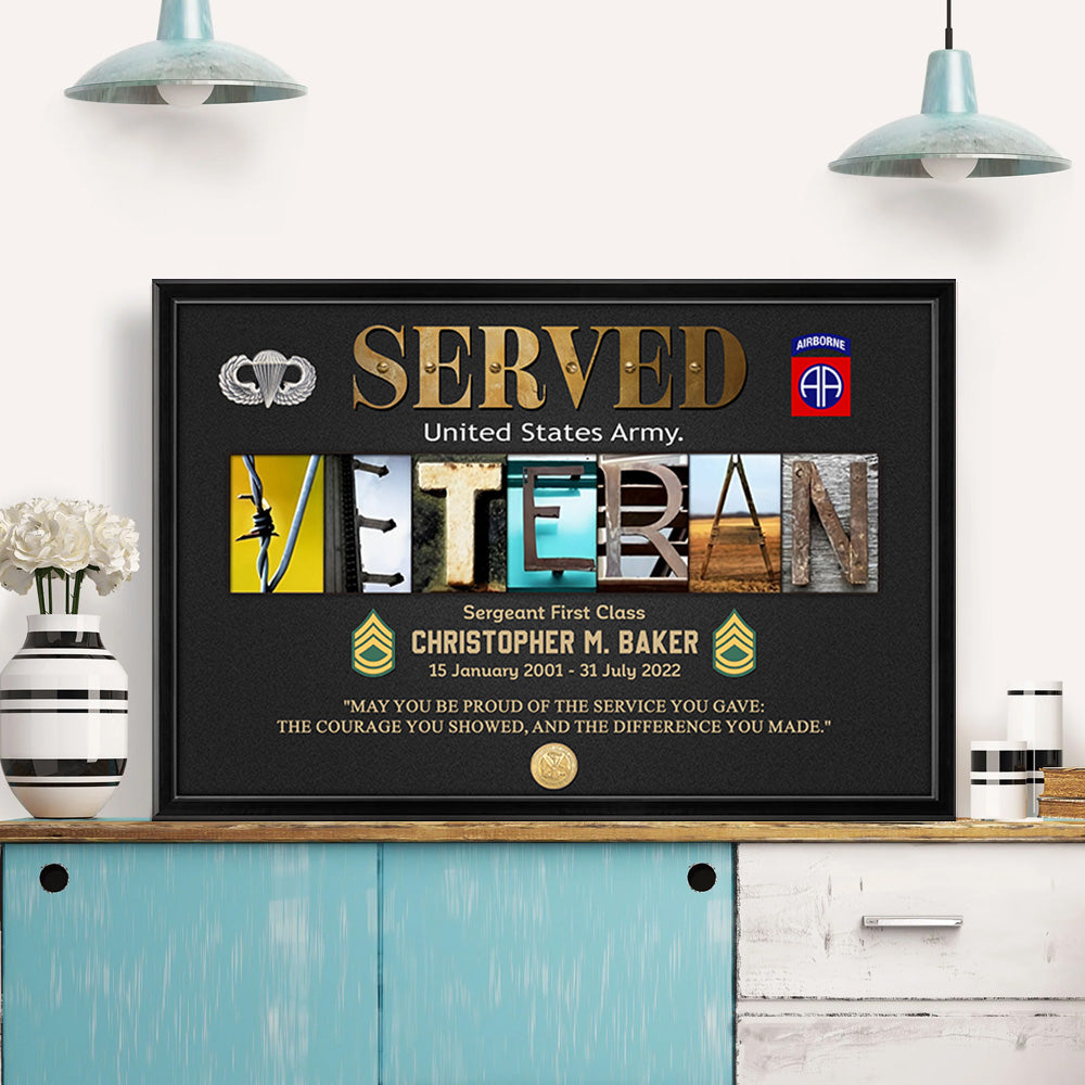 Custom Poster And Canvas Veterans Gift, Military Gifts for Veteran Memorial Day Gift Military Retirement Plaque Printable K1702 Trhn