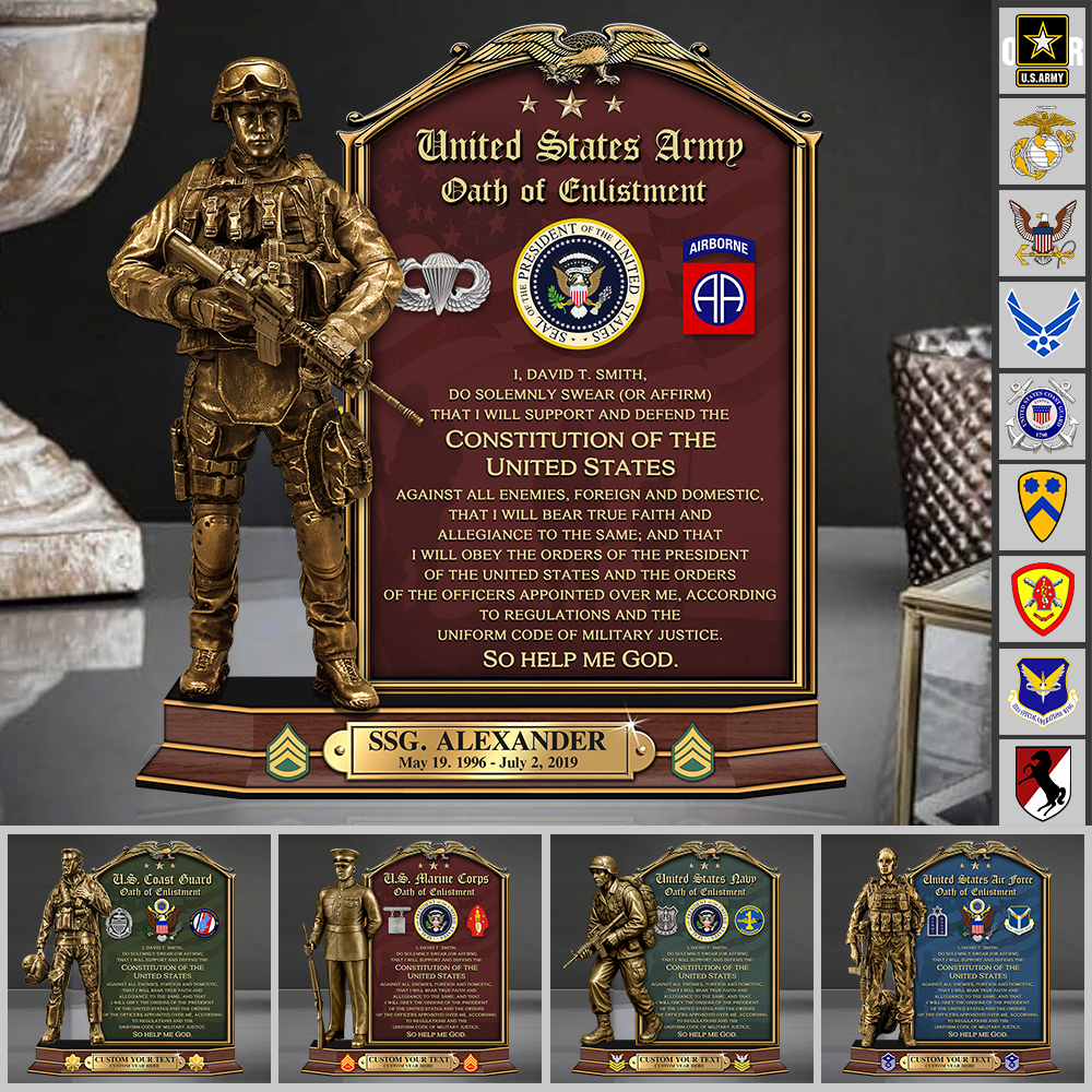 Personalized Acrylic Block Plaque Gift For Veteran Oath of Enlistment Military Gift For Veteran K1702 Trhn