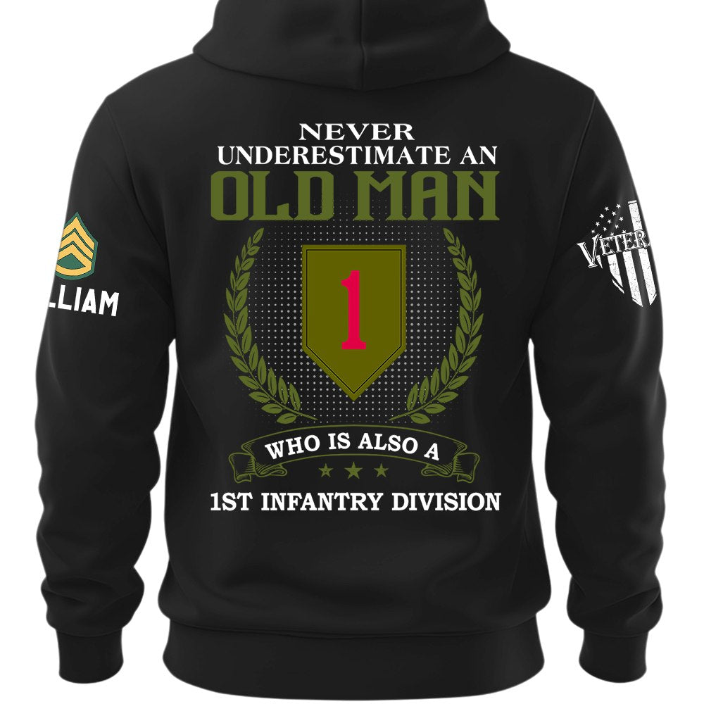 Custom Veteran Shirt Never Underestimate An Old Man All Branches Rank Division For Military Retirement Veteran Dad Grandpa K1702 MT2
