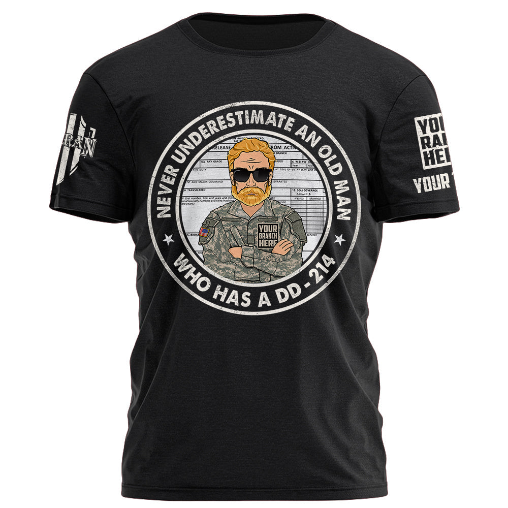 Personalized Shirt Never Underestimate An Old Man Who Has A DD 214 Gift For Veteran K1702