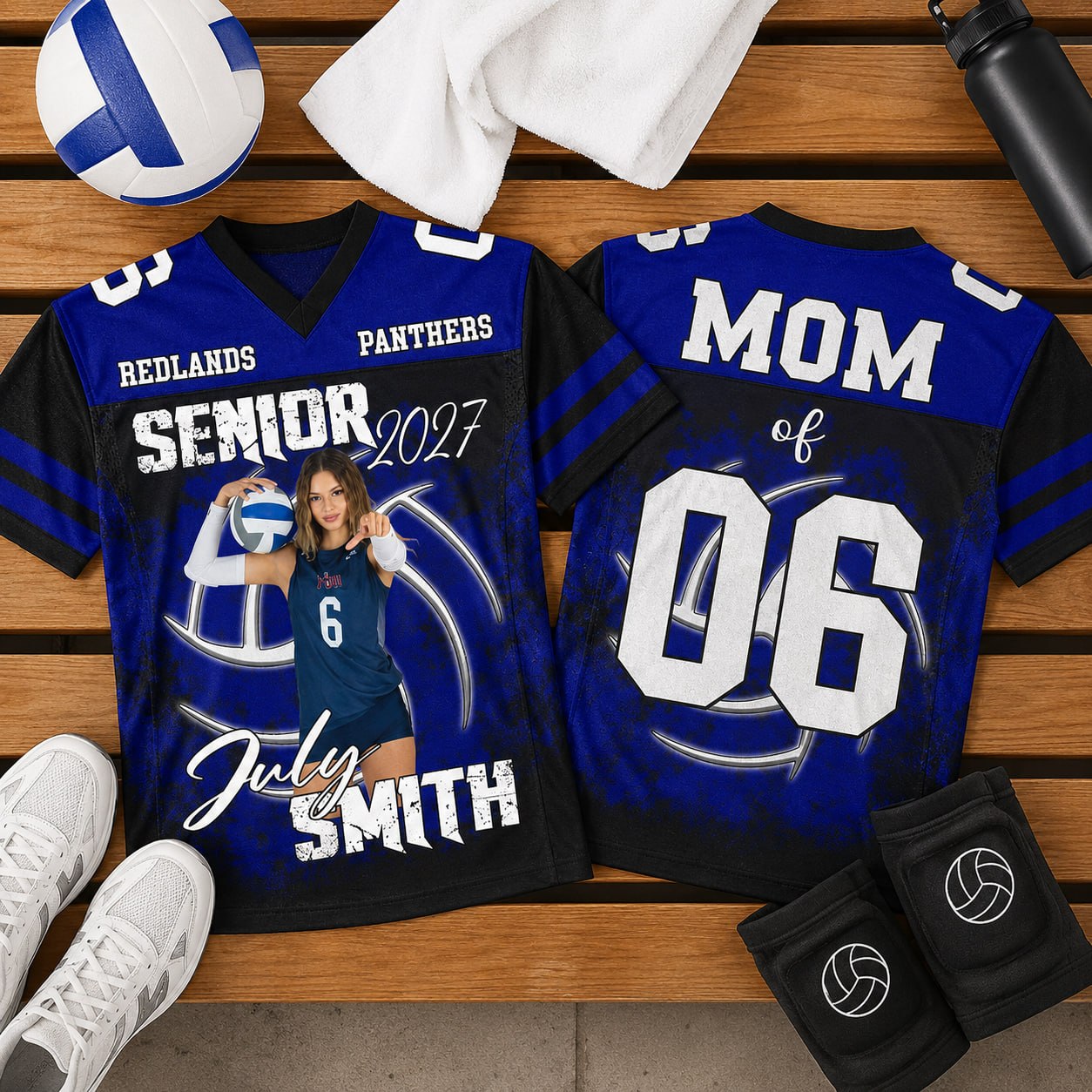 Personalized Volleyball Senior Mom Jersey Shirt, Custom Photo Player Name & Number, Senior Game Day Shirt for Mom Grandma Family T1807 VH01
