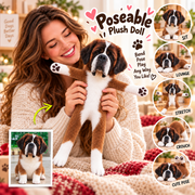 Personalized Saint Bernard Photo Pet Squishy Toy Poseable Plush Doll, Funny Gift For Dog Mom, Dad, Pet Lover T1807 T24 TL06