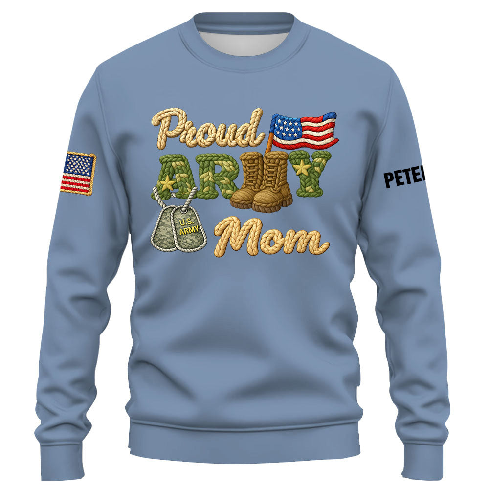 Proud Army Mom Shirt , Rope Texture Military Mom Design, Custom Shirt Military Family K1702