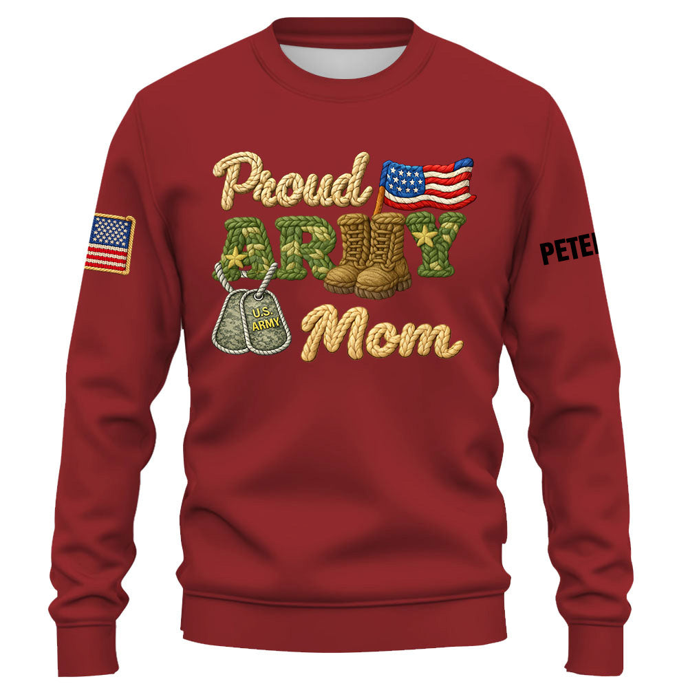 Proud Army Mom Shirt , Rope Texture Military Mom Design, Custom Shirt Military Family K1702