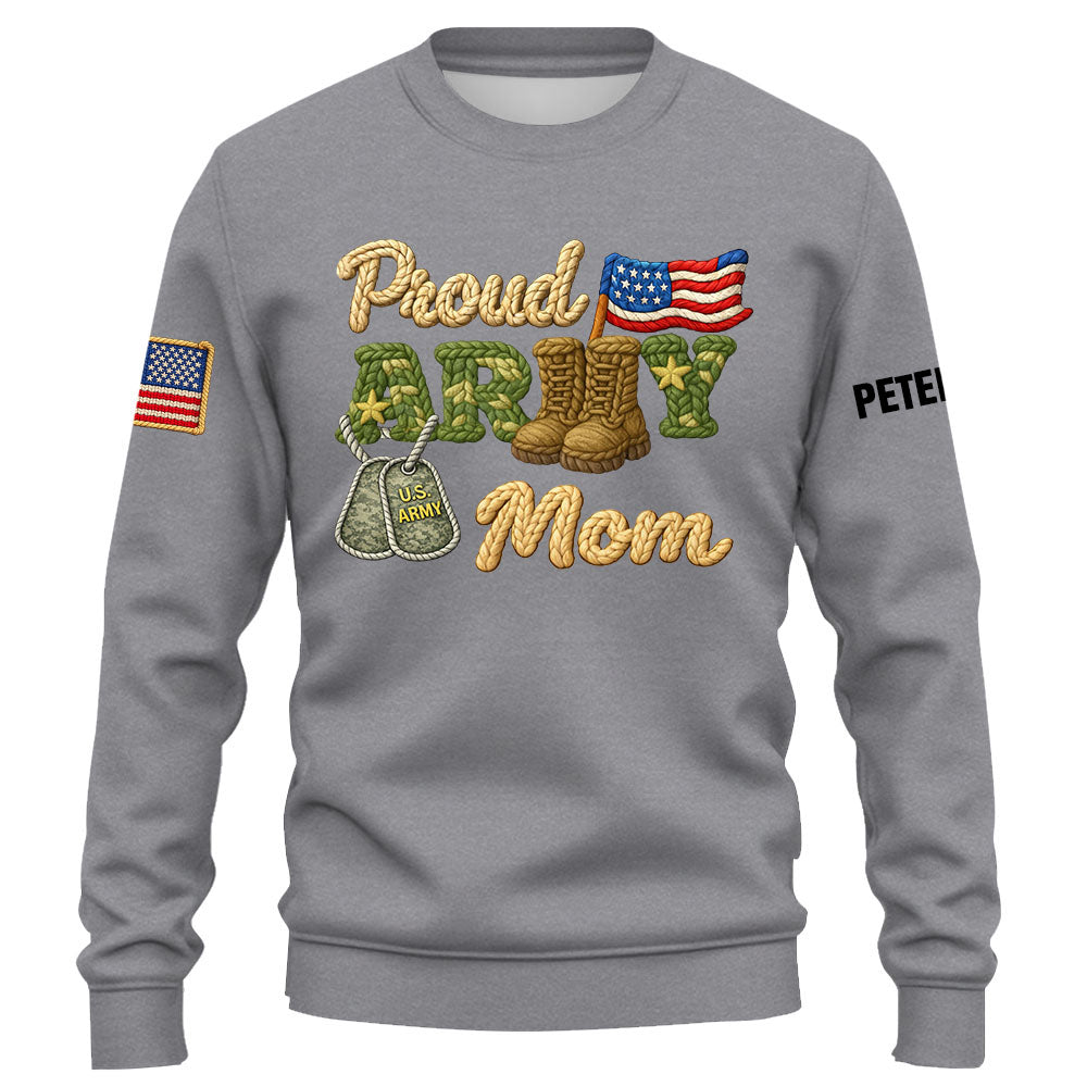 Proud Army Mom Shirt , Rope Texture Military Mom Design, Custom Shirt Military Family K1702