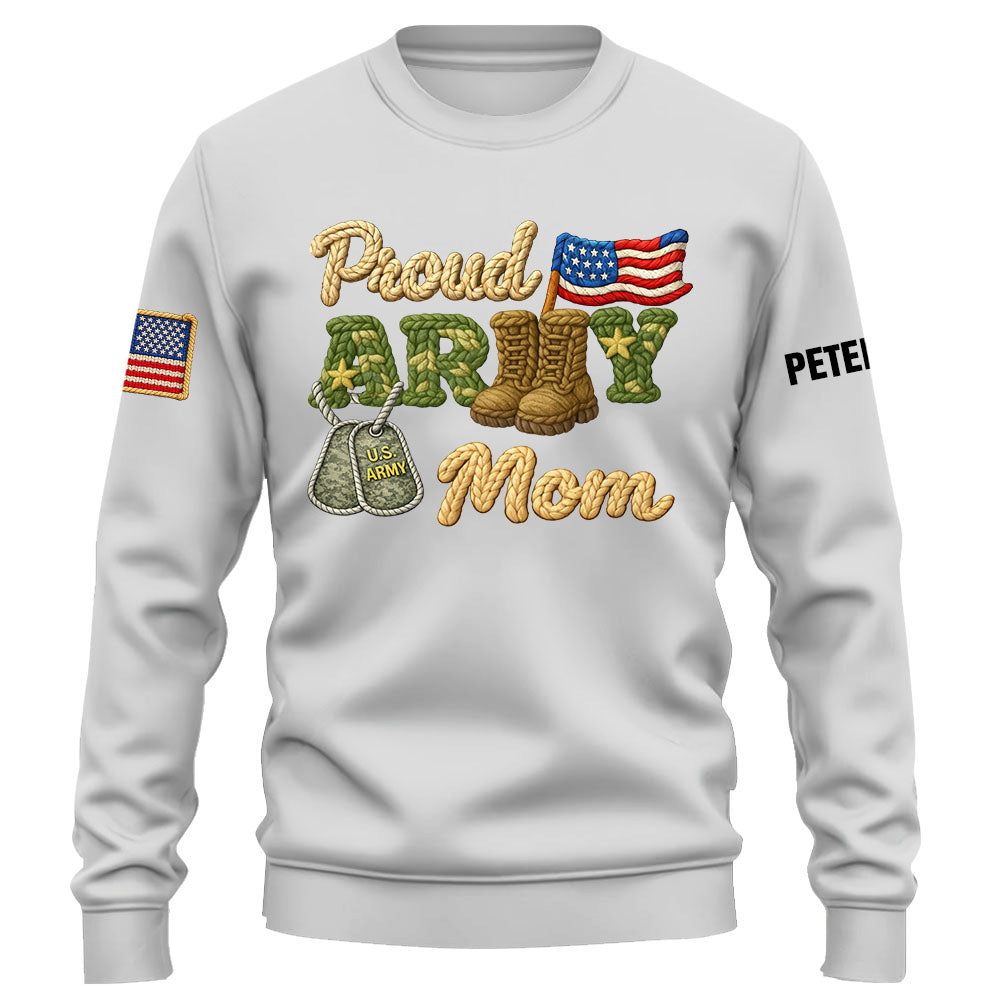 Proud Army Mom Shirt , Rope Texture Military Mom Design, Custom Shirt Military Family K1702