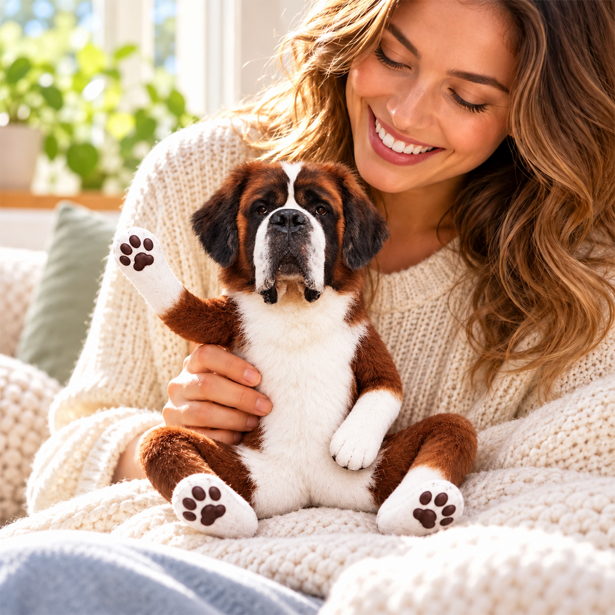 Personalized Saint Bernard Photo Pet Squishy Toy Poseable Plush Doll, Funny Gift For Dog Mom, Dad, Pet Lover T1807 T24 TL06