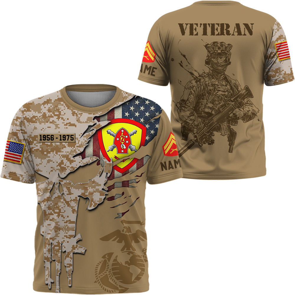 Personalized All Over Print Shirt Skull Camouflage Military Veteran Gift K1702