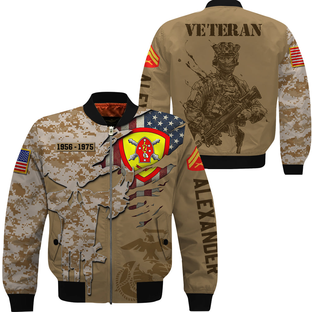 Personalized All Over Print Shirt Skull Camouflage Military Veteran Gift K1702